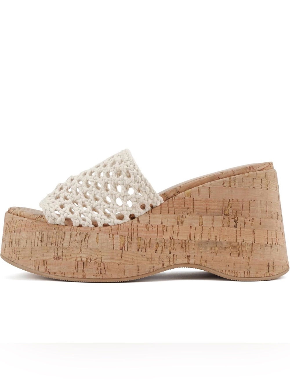Soda Cream Woven Cork Platform Wedge Slide
